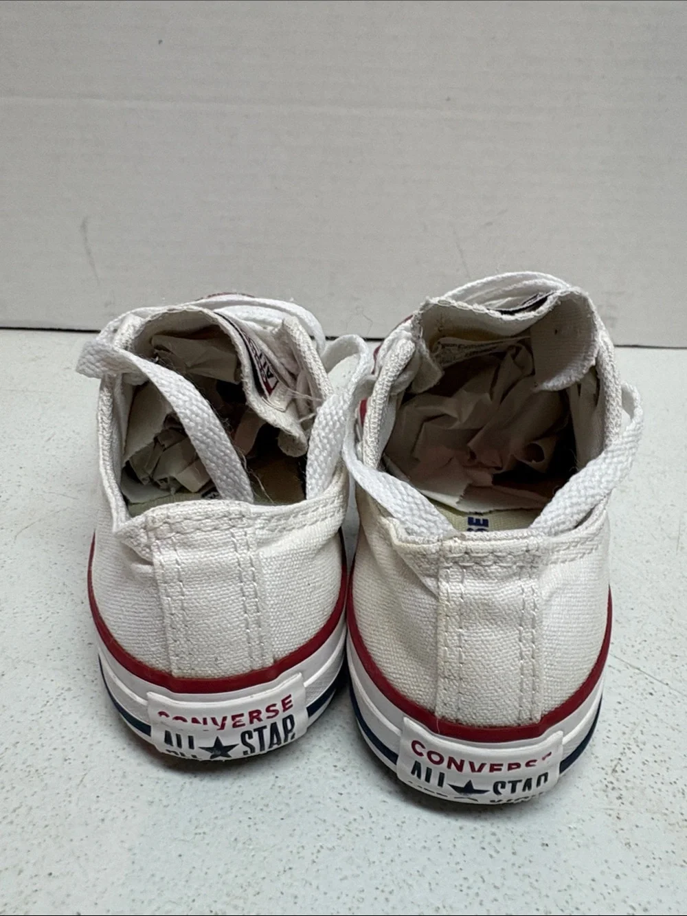 Converse White Low-Top Sneakers with Red Stripe